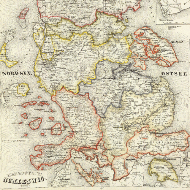 Historical Map of Herzogtum Schleswig - 1852 | Soar