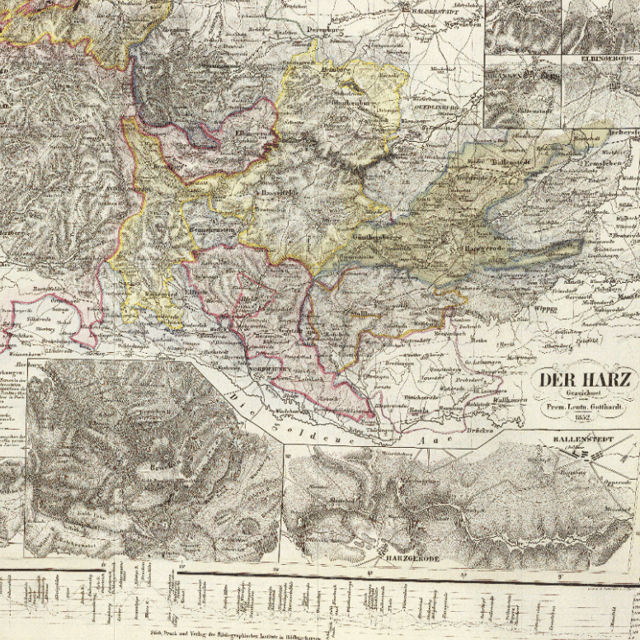 Historical Map of the Harz Mountains, Germany - 1852 | Soar