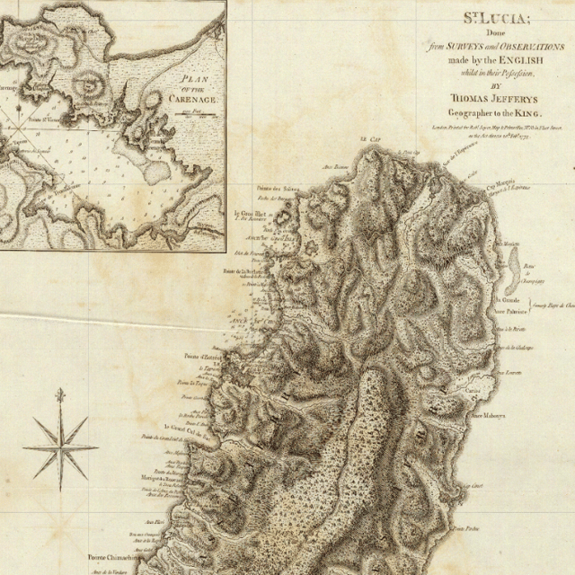 Historical Map of St. Lucia - 1775 | Soar