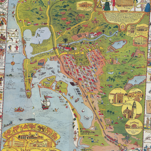 Historical Map of San Diego - 1928 | Soar